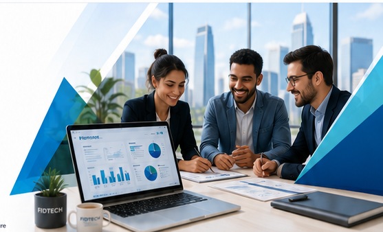 Fondateurs réunis autour d'un tableau de bord de gestion